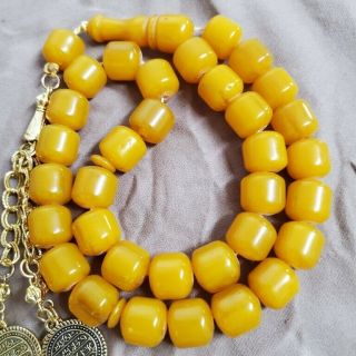 33 Amber German Bakelite Yellow Damar Prayer Beads Komboloi Beads Faturan مراوح
