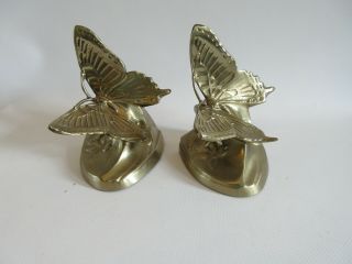Set Of 2 Vintage Pm Craftsman Brass Butterfly Bookends
