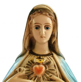 Vintage Virgin Mary Blessed Mother Immaculate Heart Statue Figurine Chalkware 12