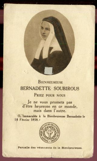Relic Holy Card St.  Bernadette Soubirous