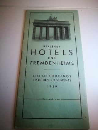 Berlin 1939 Nazi Germany Pre Ww2 List Of Hotels And Lodgings