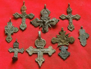 Ancient Bronze Parts From Large Crosses 17 - 18 Century