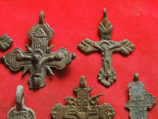 Ancient bronze parts from large crosses 17 - 18 century 3