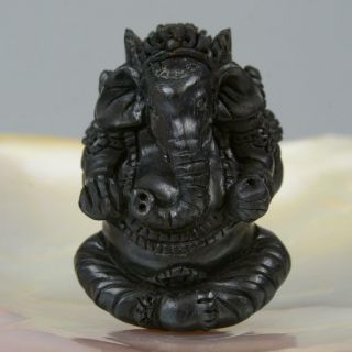 Hindu God Ganesha Arang Black Wood Focal Bead Pendant Carving Sculpture 11.  09 G