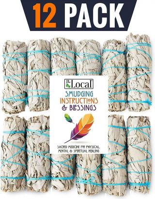Jl Local 12 Pack White Sage Smudge Sticks For Smudging Cleansing | Smudge Kit