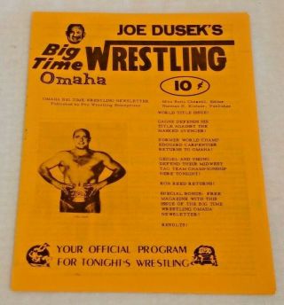 Big Time Wrestling Arena Program Omaha Territory Wwf Nwa Joe Dusek 1968 Gagne