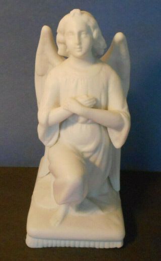 Antique French Bisque Porcelain Kneeling Angel Figurine Statue