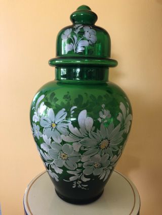 1950’s Italian Norleans Hand Painted Large Glass Jar