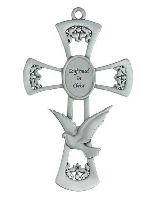 Holy Spirit Confirmation Gift Pewter Wall Cross 6 " Boys Girls Religious Box