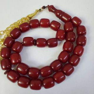 German 33 Amber Cherry Faturan Bakelite Prayer Beads Komboloi Beads Rosary