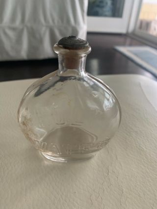 Vintage Embossed Cross Clear Glass Holy Water Bottle Metal Sprinkler Top
