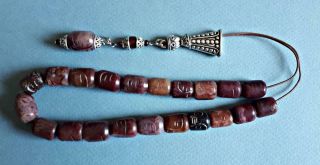 Chinese Buddha Jade Stone Carved 21 Prayer Worry Beads