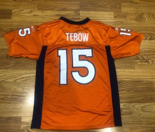Tim Tebow Reebok Nfl Authentic Denver Broncos 15 Large Youth Orange Jersey