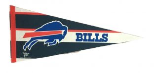Vintage Nfl Football Buffalo Bills Full Size Black,  Red & White Felt Pennant