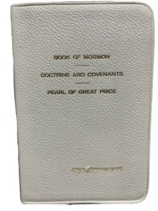 Vintage 1977 Lds Mormon White Berkshire Leather Triple Combo Scriptures Mission