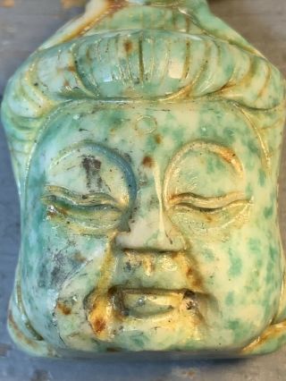 Buddha Head Carved Pendant Tree Agate Pearls Garnet Semi Precious Necklace