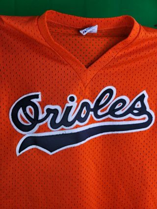 Vintage 90s Majestic Baltimore Orioles Stitched Orange Mesh Jersey Shirt M USA 3
