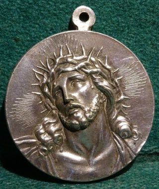Jesus Ecce Homo / Apparition Our Lady Fatima Vtg Very Large Metal Medal 40mm