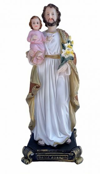 Saint Joseph 12 " With Baby Jesus Resin Figurine San Jose Con Niño Jesus,