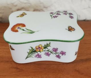 Tiffany Garden Limoges France Butterfly Floral Porcelain Trinket Jewelry Box
