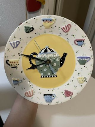 Mary Engelbreit Ceramic Tea Time Teapot Teacup Wall Clock