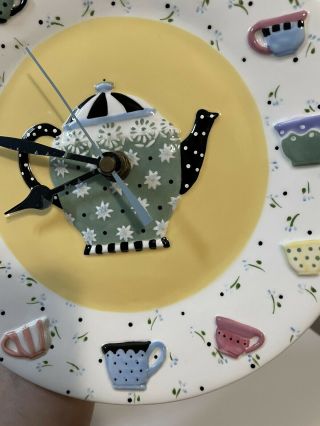 mary engelbreit ceramic Tea Time teapot Teacup wall clock 3