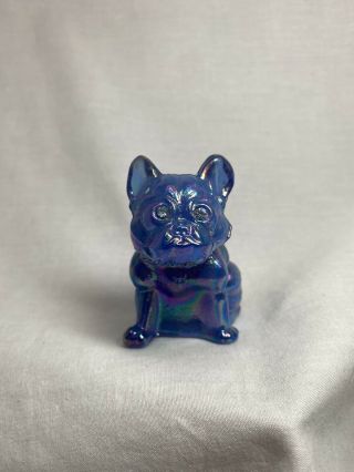 Vintage Westmoreland / Rosso Glass 2 5/8” Bulldog Figurine - Carnival Purple