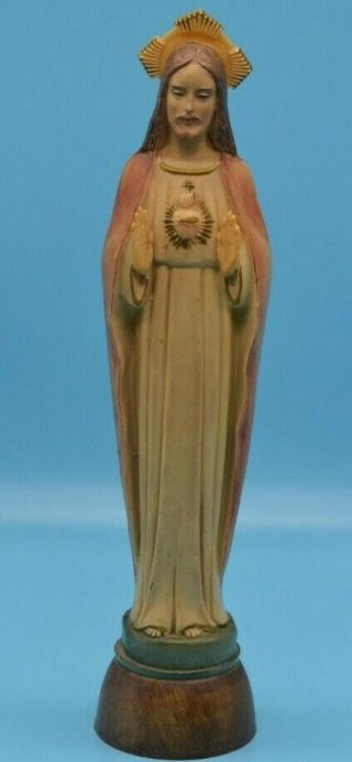Vtg Sacred Heart Jesus Christ Figurine 9.  5 " Made In Italy Statue Plastic Rare