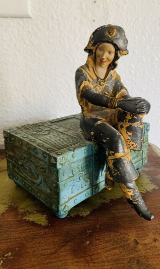 Jb Hirsch Painted Music Box “pirate Wench On Treasure Chest”