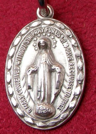 Nuns Vintage Catherine Laboure Petite Sterling Silver Catholic Miraculous Medal