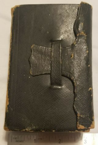 Vtg 1855 Holy American Bible Society Leather Pocket Case Civil War Era York