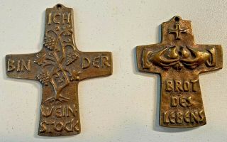 Small Bronze - Color Crosses With Holy Communion Theme And German Wording