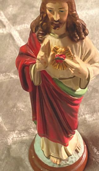 Vintage Statue - The Sacred Heart Of Jesus Christ Passion And Mercy - 10”tall