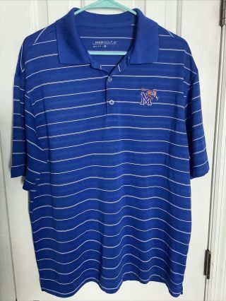 Memphis Tigers Basketball Blue Striped Polo Shirt - Nike Golf Dri - Fit Mens Large