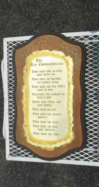 Home Interiors Homco The Ten Commandments Brass And Wood Wall Plaque Retired