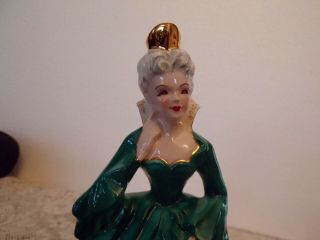 RARE Vintage Florence Ceramics Figurine - ' Her Majesty ' - DARK GREEN - 2