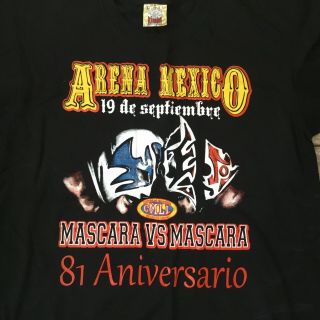 Lucha Libre Mascara Vs Mascara Cmll Mexican Wrestling T Shirt L