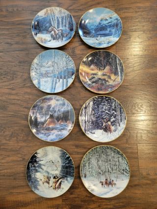 Set Of 8 W.  S.  George Plates By Julie Kramer Cole Touching The Spirit 1993 Bradex