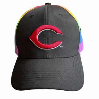 Cincinnati Reds 2021 Pride Night Hat Rainbow Mustache Adjustable Dad Hat
