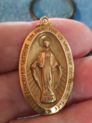 Vintage 12k Gold Filled Religious Our Mother Mary Pendant