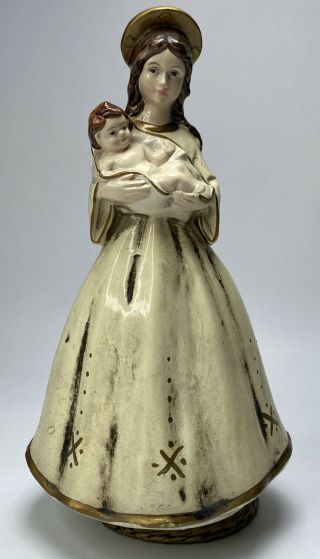 Vtg Virgin Mary Sacred Mother Baby Jesus Figurine 9 ",  Plastic Statue - Japan