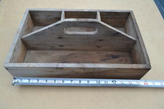 Vintage Handmade Primitive Wooden Tool Tote Tray Box Carrier Caddy - Farmhouse