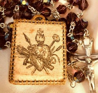 Vtg Agnus Dei Handmade Silk Crocheted Detente,  Religious Antique Relic Reliquary