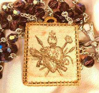 Vtg AGNUS DEI Handmade Silk Crocheted Detente,  Religious Antique Relic Reliquary 3