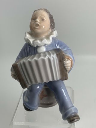 Royal Copenhagen Denmark Boy Clown With Accordion 3667 Porcelain Figurine