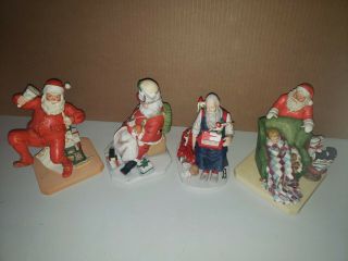 (4) Vintage Norman Rockwell Christmas Figurines Santa Claus Museum Danbury