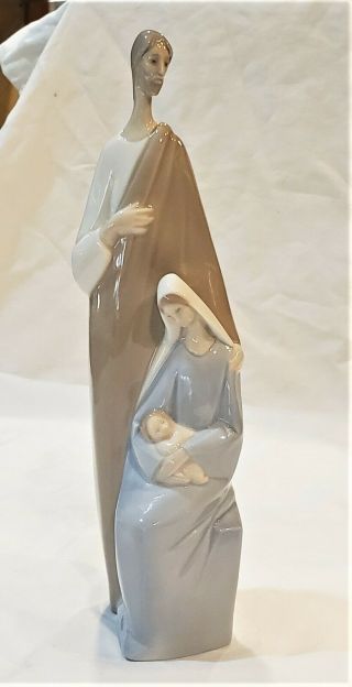 Lladro Holy Family Nativity Joseph Mary Baby Jesus 4585 Porcelain Mcm Sculpture