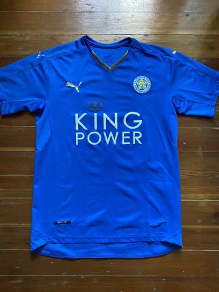 2015/16 Leicester City Puma Soccer Home Jersey 26 Mahrez Men’s Medium Blue