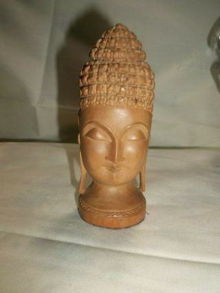 Carved Wooden Buddha Head
