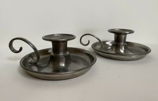 Vintage Nantucket Pewter Candle Holders W/finger Ring Pair All